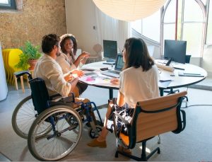 person with disability in coworking space